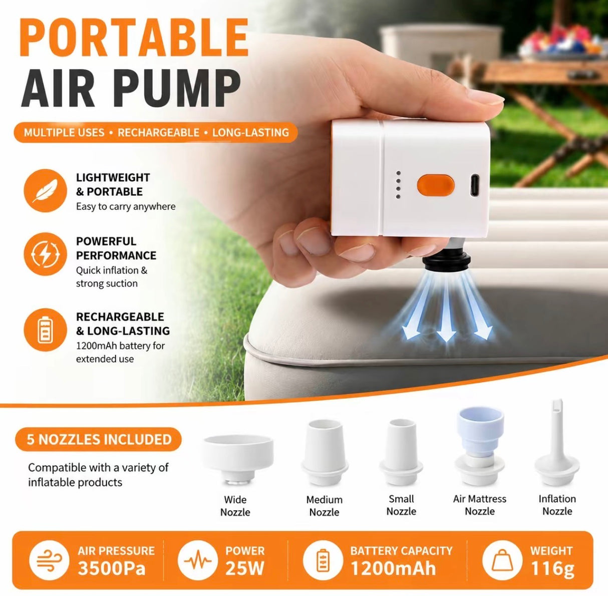 AirRush Mini Portable Air Pump