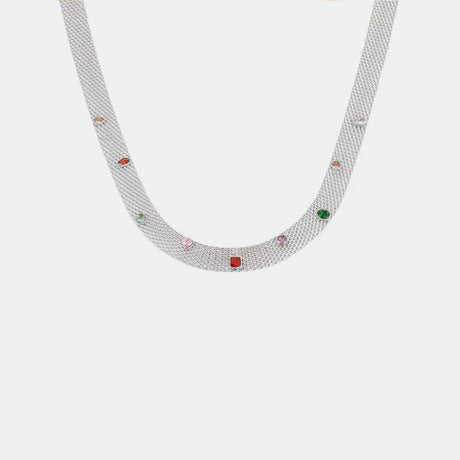 Geometric Colorful Zircon Necklace Titanium Steel PVD Plated Non Fading Jewelry - V.I.P Digital Presence