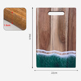 Wood Cutting Board Resin Blue green Wave Pattern - V.I.P Digital Presence