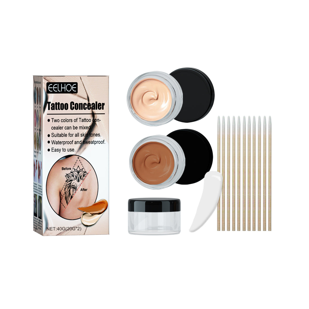 Tattoo Concealer, Waterproof Brightening Cover Tattoo Scars Birthmark Invisible Two-Tone Concealer - V.I.P Digital Presence