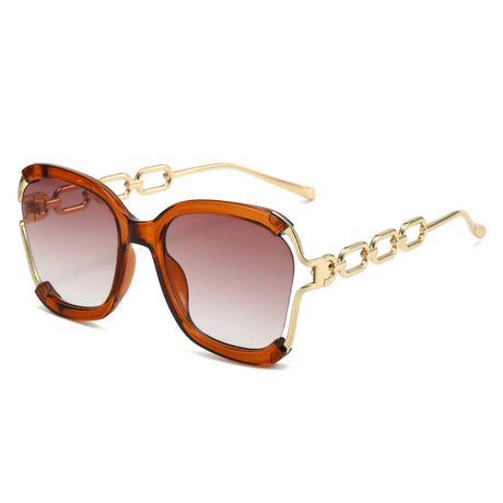 Chains Sunglasses European and American Street Photography Fashion Trend Metal Hollow Brushed Glasses UV400 - V.I.P Digital Presence