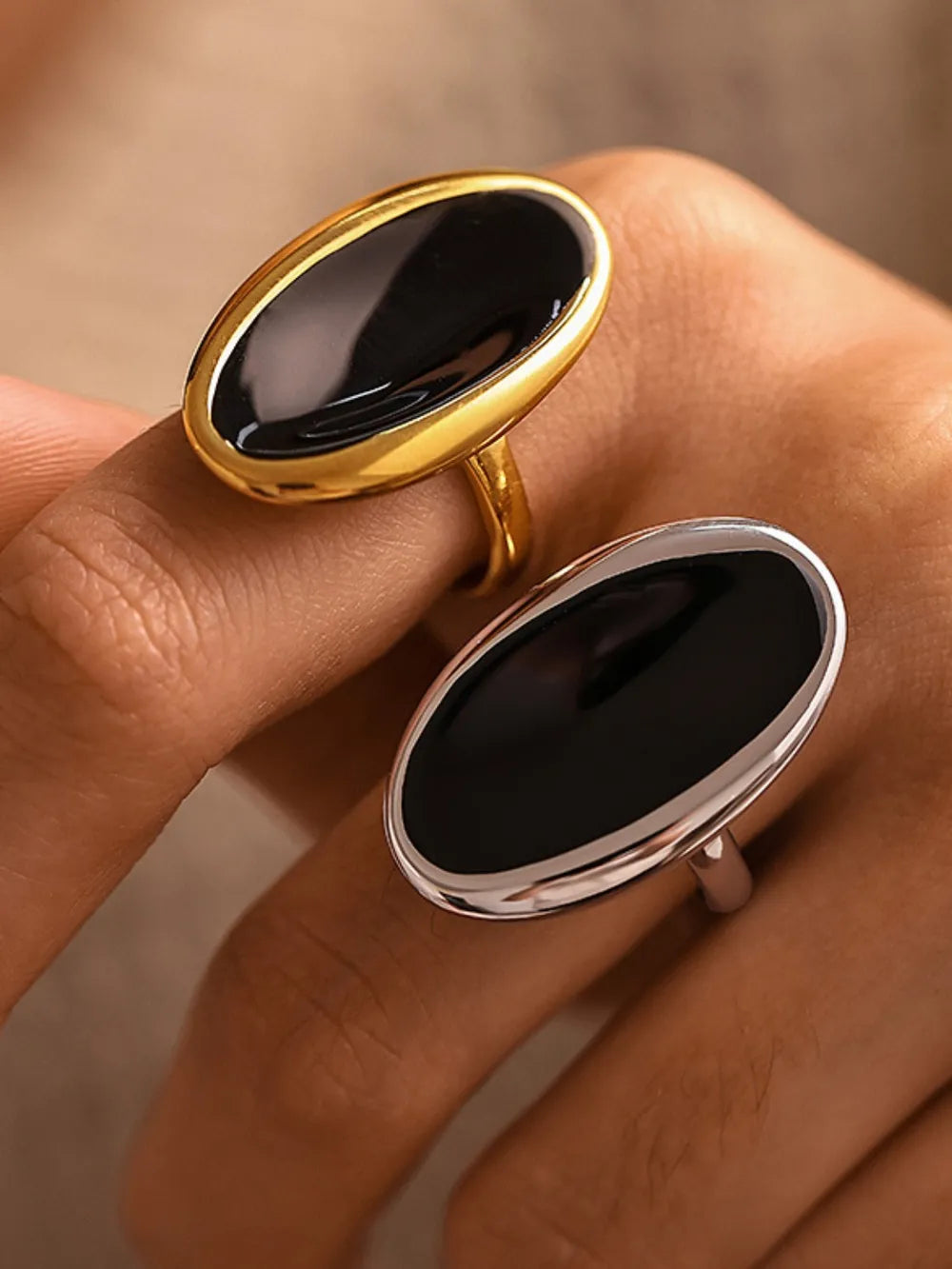 Elliptical Open Ring French Light Luxury Drip Oil Heavy Industry Casting Stainless Steel - V.I.P Digital Presence