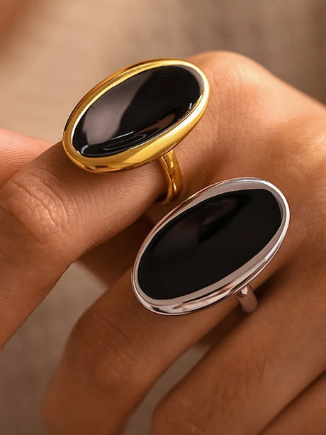Elliptical Open Ring French Light Luxury Drip Oil Heavy Industry Casting Stainless Steel - V.I.P Digital Presence