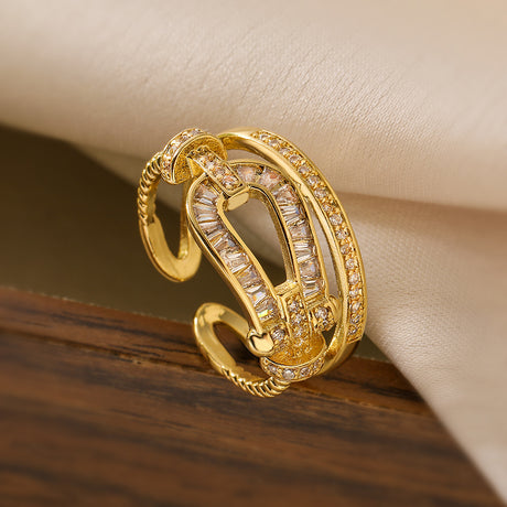 European and American luxury high-end ring for women, niche geometric opening ring, new - V.I.P Digital Presence