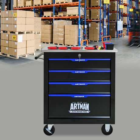 4 DRAWERS MULTIFUNCTIONAL TOOL CART WITH WHEELS-BLACK - V.I.P Digital Presence