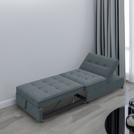 Four in one sofa bed, chair bed, multifunctional folding Ottoman bed with storage bag and USB port, dark blue - V.I.P Digital Presence