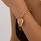 Ins Simple and Versatile Big Peach Heart Bracelet Personalized Heart shaped Iron Chain Bracelet for Women - V.I.P Digital Presence