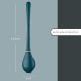 Non perforated wall mounted toilet brush with base, household dead corner cleaning silicone long handle - V.I.P Digital Presence