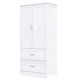 Tall Bathroom Storage Cabinet, Cabinet with Two Doors and Drawers, Adjustable Shelf, MDF Board, White - V.I.P Digital Presence
