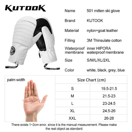 KUTOOK Winter Ski Mittens Windproof Snowboard Mittens Thermal Fleece Lining Skiing Gloves Waterproof Goatskin Palm Outdoor Sport - V.I.P Digital Presence