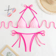 Nylon solid color women's split sexy triangle color bikini tie beach hot spring swimsuit swimsuit - V.I.P Digital Presence