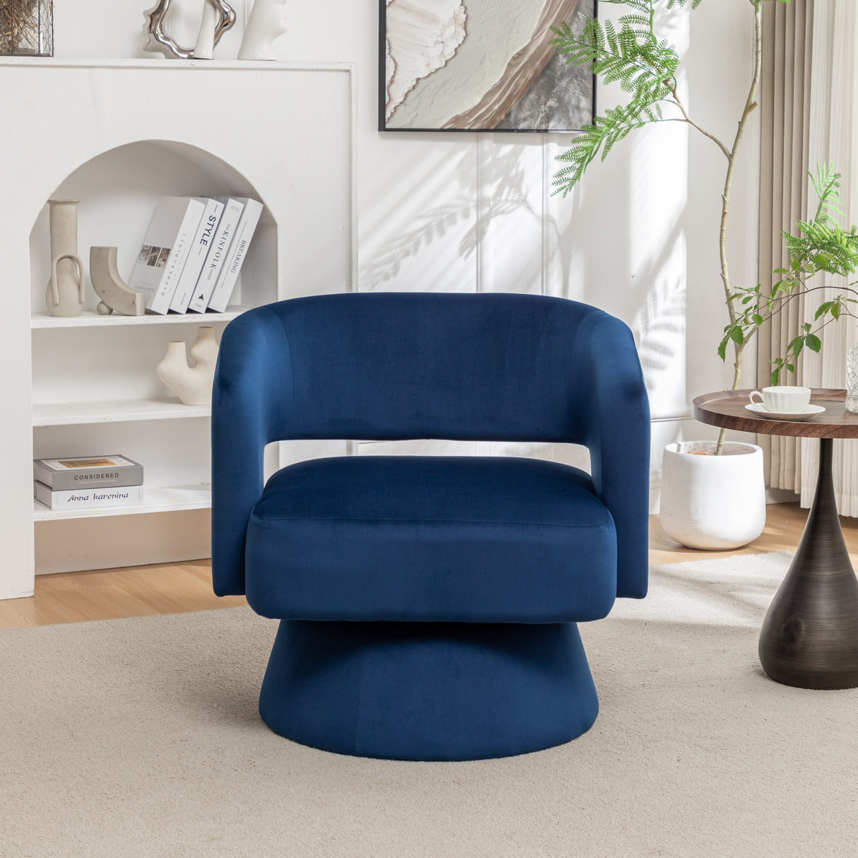 Swivel Barrel Chair, Velvet Accent Armchair 360 Degree Swivel Club Chair for Living Room Bedroom Reception Room - V.I.P Digital Presence