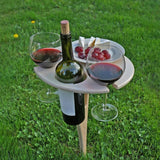 Outdoor Wine Table Foldable Round Desktop Mini Wooden Picnic Table Easy To Carry Wine Rack Support - V.I.P Digital Presence