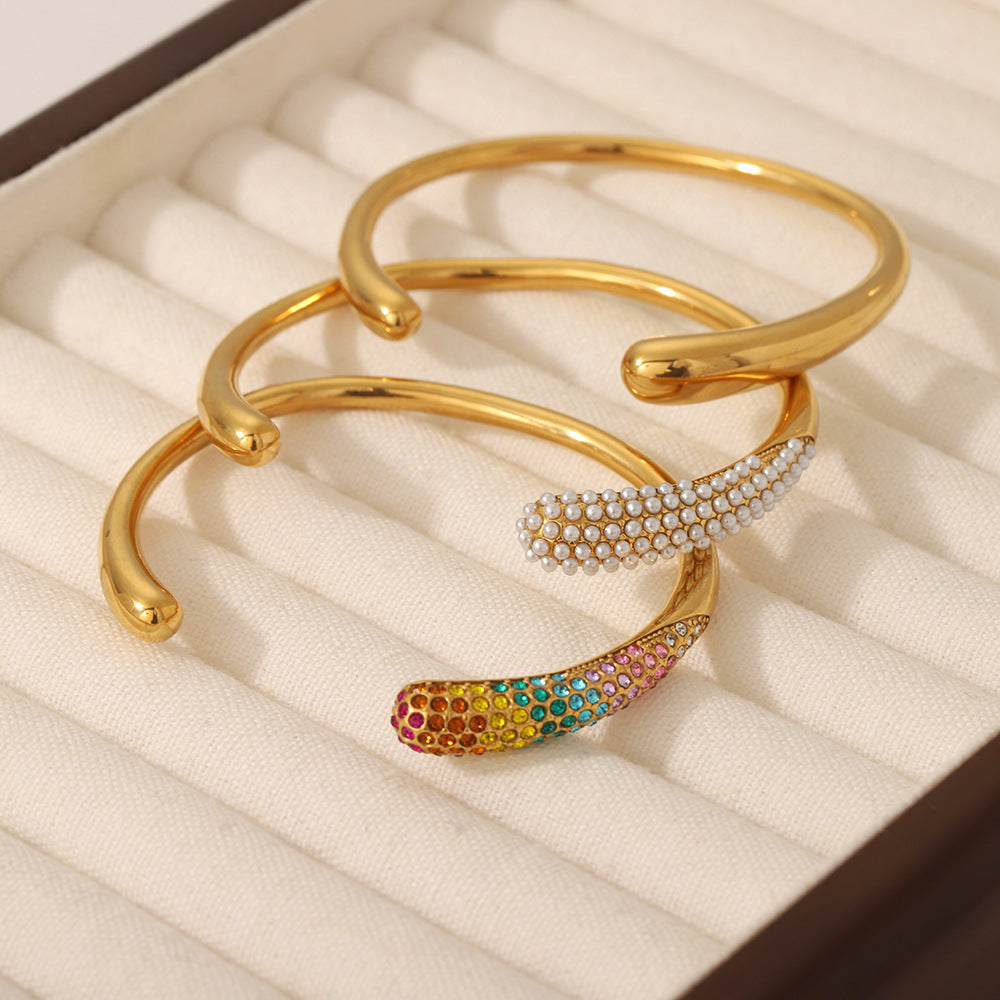 Colorful zirconium full diamond high-end fashion stainless steel casting bracelet bracelet bracelet accessories - V.I.P Digital Presence