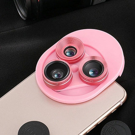 3 In 1 Mobile Phone Lens Set Professional Integral Turntable External Use Wide Angle + Fish Eye + Macro Camera Lens Set - V.I.P Digital Presence