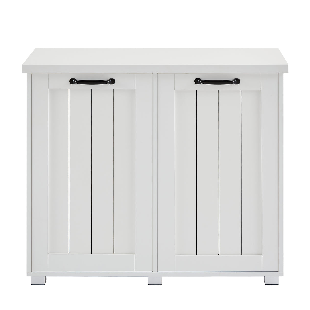 Two room inclined garbage bin, anti pet kitchen garbage bin with cutting board, independent laundry sorting cabinet, white - V.I.P Digital Presence