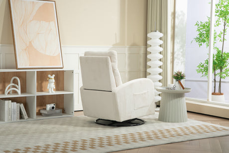 JiaDa Upholstered Swivel Glider.Flannel fabric.Rocking Chair for Nursery in Beige.Modern Style One Left Bag - V.I.P Digital Presence