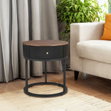 Round Nightstand with Drawer, 19.68 Inch Wood End Table with Storage, Small Table or Living Room, Bedroom and Small Spaces - V.I.P Digital Presence