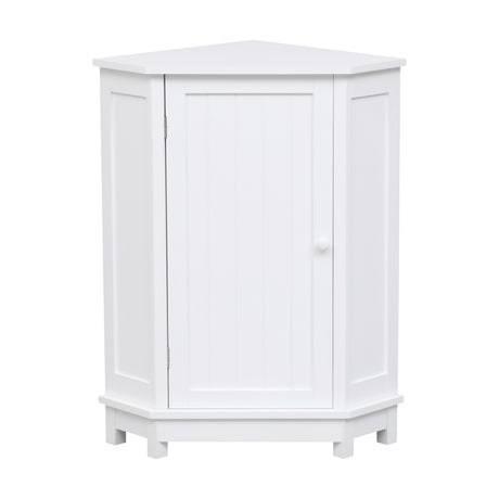 White Bathroom Cabinet Triangle Corner Storage Cabinet with Adjustable Shelf Modern Style MDF Board - V.I.P Digital Presence