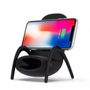 Mini silla portátil con cargador inalámbrico para todos los teléfonos, soporte multiusos con función de altavoz musical y cargador. 