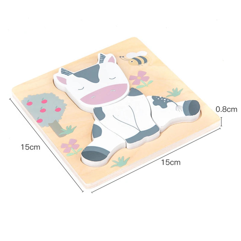 Wooden New Cartoon Animal Stereoscopic Plane Puzzle for Early Childhood Education Cognitive Puzzle Puzzle Toy - V.I.P Digital Presence