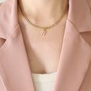 Brass Inlaid Zircon Letter Pendant Necklace - V.I.P Digital Presence