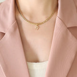 Brass Inlaid Zircon Letter Pendant Necklace - V.I.P Digital Presence