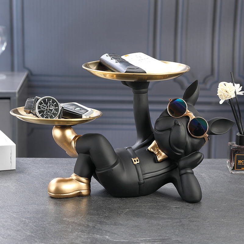 Creative Wealth Dog Ornament Entrance Key Storage Tray Desktop Candy Plate Home Decoration - V.I.P Digital Presence