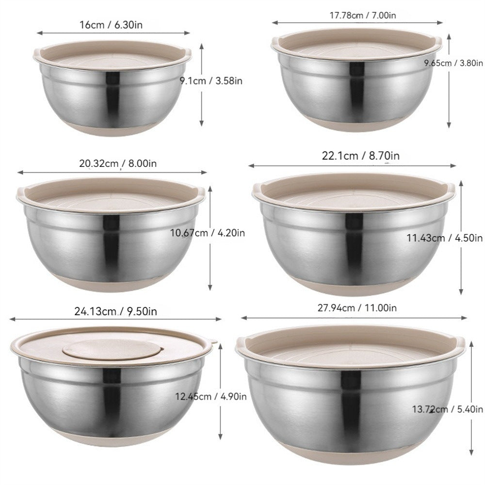 Stainless Steel Mixing Bowl with Lid, Thickened, Multi-functional: Beating, Grating, Stirring, Baking, Salad, Dough Making - V.I.P Digital Presence