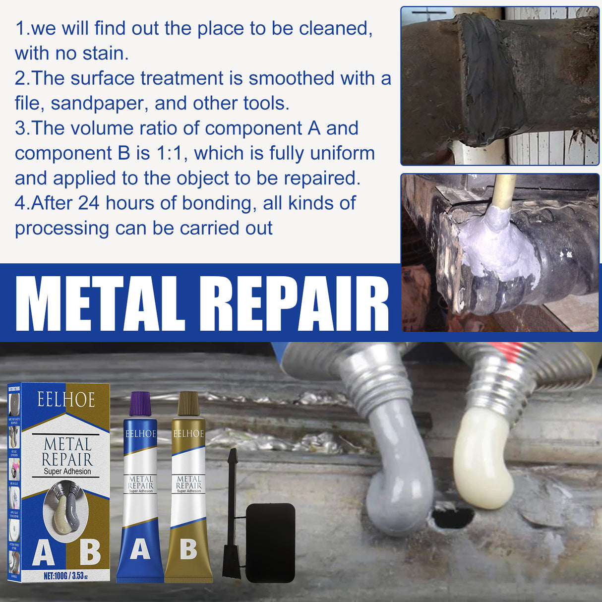 Metal Repair, High Temperature Welding Adhesive Metal Castings Crack Repair Agent Plugging Waterproof Electric Welding - V.I.P Digital Presence