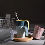 Creative Simple Mouthwash Cup INS Striped Non-Slip Water Cup Double-Layer Plastic Handle Thread Couple Mouthwash Toothbrush Cup - V.I.P Digital Presence