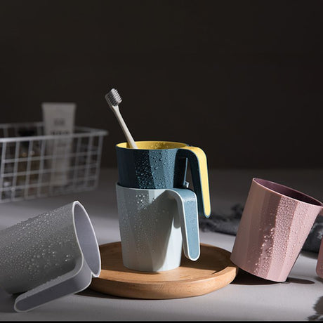 Creative Simple Mouthwash Cup INS Striped Non-Slip Water Cup Double-Layer Plastic Handle Thread Couple Mouthwash Toothbrush Cup - V.I.P Digital Presence