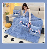 Double sided Arctic fleece pillow with embroidered fabric, dual-use office car nap blanket cushion - V.I.P Digital Presence