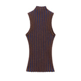 Half high neck sleeveless slim knit sweater for women - V.I.P Digital Presence