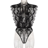New jumpsuit INS sexy eyelash lace stitching deep V slimming jumpsuit lingerie - V.I.P Digital Presence