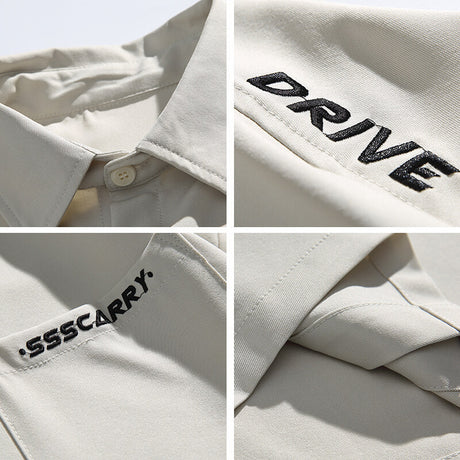 Simple letter embroidery casual short sleeved shirt men's half sleeved shirt - V.I.P Digital Presence
