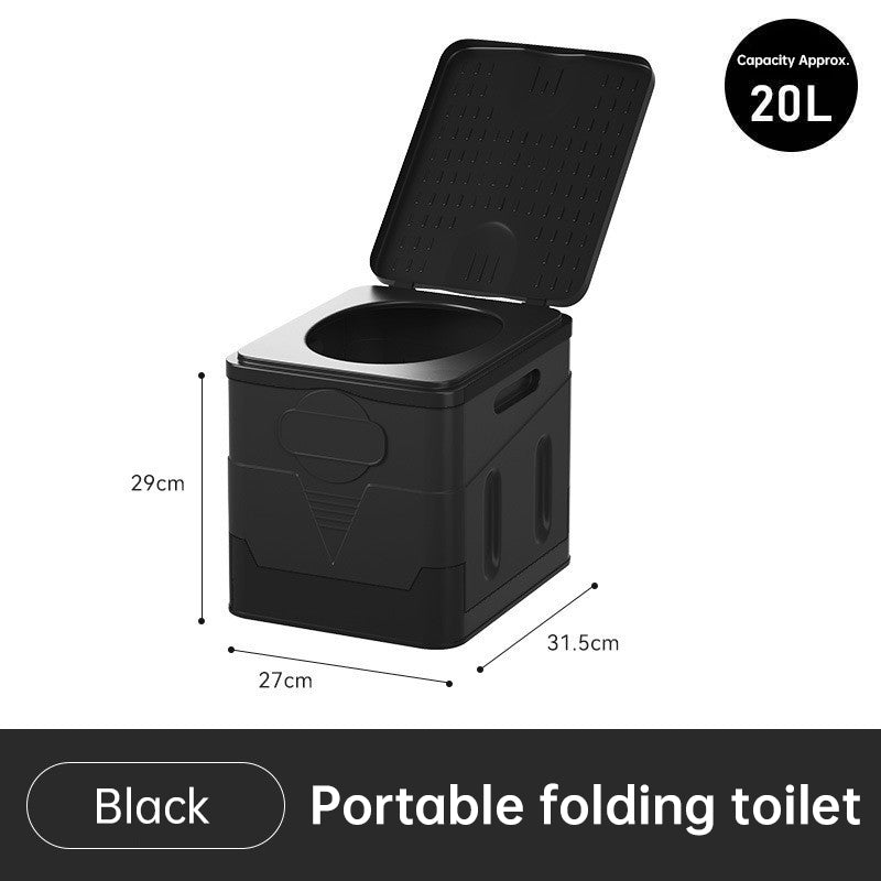 Portable folding camping toilet: adult/child use, self-contained, with lid and seat. - V.I.P Digital Presence
