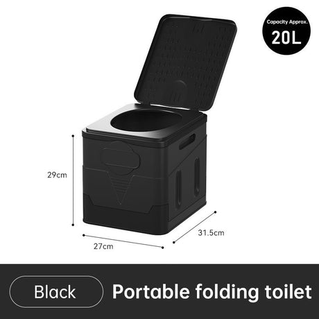 Portable folding camping toilet: adult/child use, self-contained, with lid and seat. - V.I.P Digital Presence