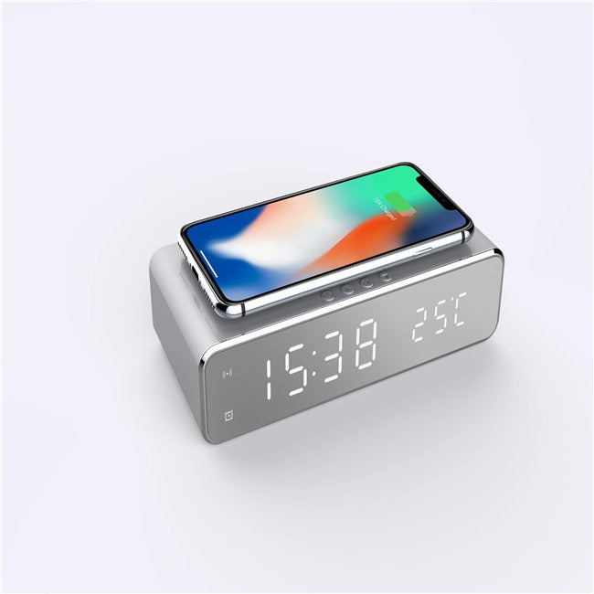 Temperature gauge wireless charging multifunctional desktop time clock mirror LED digital display wireless - V.I.P Digital Presence