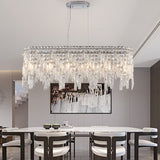 Silver elegant oval crystal pendant light, modern ceiling fixture with reflective suspended crystal (bulb not included) - V.I.P Digital Presence