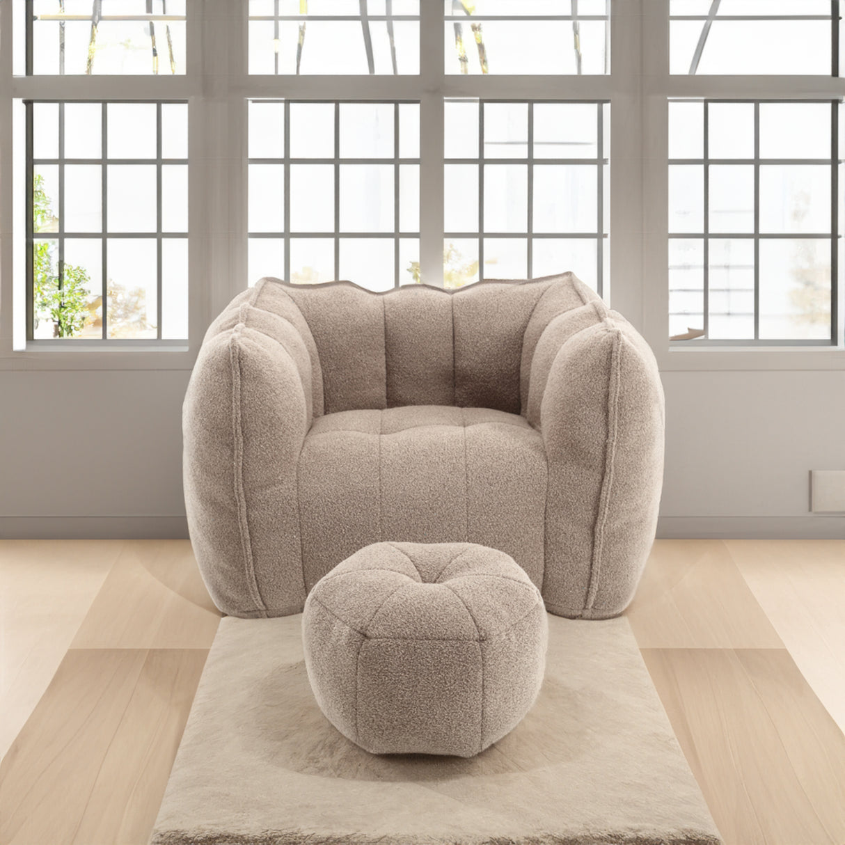 Soft Bean Bag Chair with High Resilient Foam(Chips)for living room and bedroom,Comfortable Square Lazy Sofa with Footstool - V.I.P Digital Presence