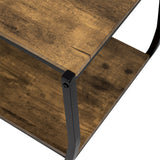 TREXM Rustic Industrial Design Demilune Shape Textured Metal Distressed Wood Console Table (Distressed Brown) - V.I.P Digital Presence
