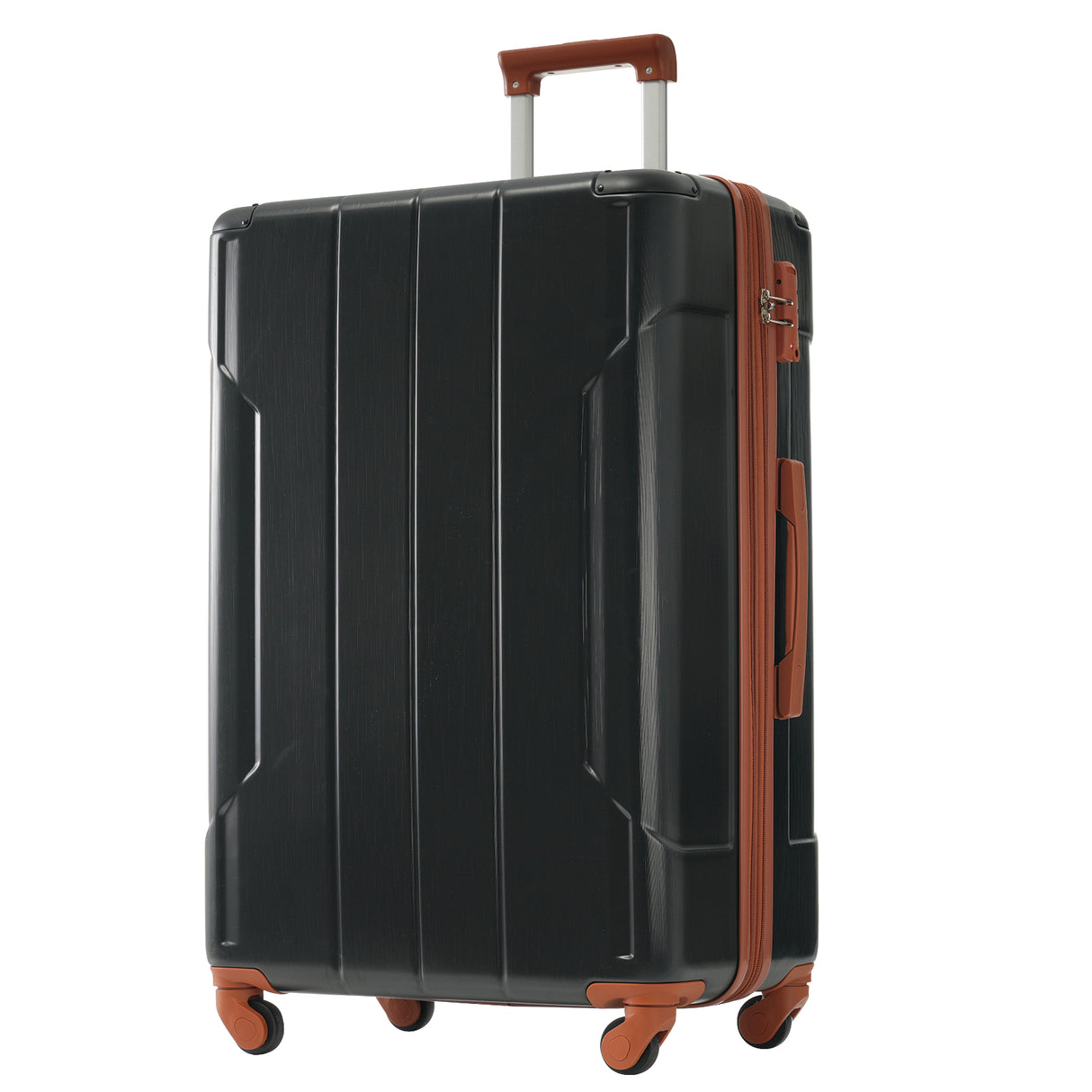 Hard shell luggage set 6-piece luggage set, expandable lightweight wheeled luggage, TSA lock, black brown - V.I.P Digital Presence