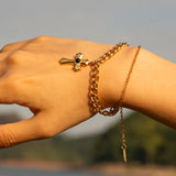 Stainless Steel Imitation Gemstone Cross Shape Pendant Bracelet - V.I.P Digital Presence
