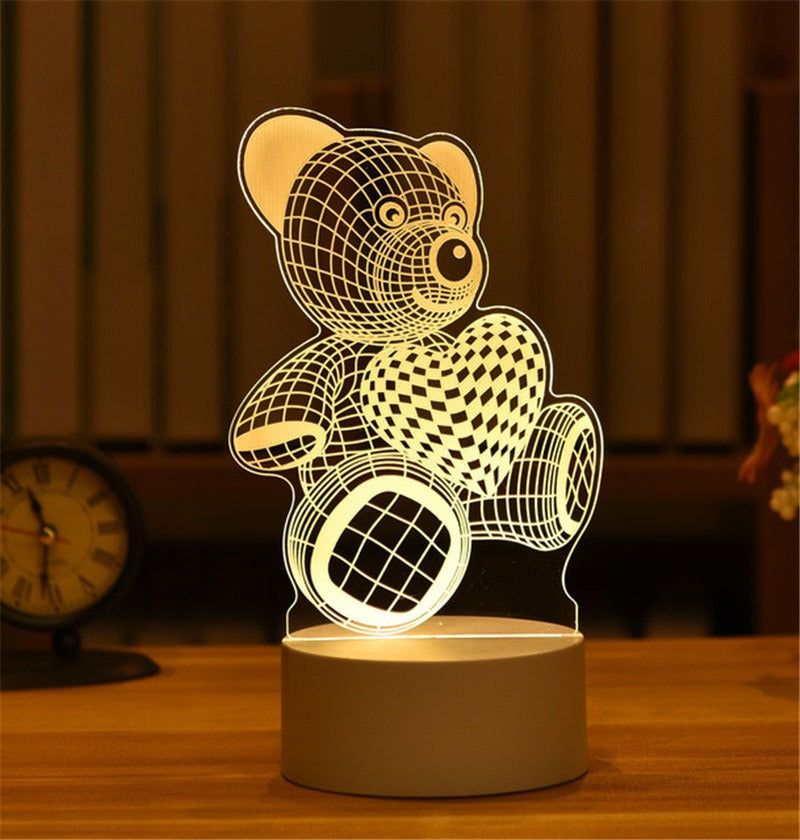 Luz de noche 3D LED, luz de mesa, regalo creativo, luz de cabecera, pequeño regalo para San Valentín, regalo para el día del niño.