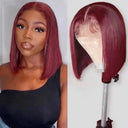 European and American wigs in various colors, short straight hair, split bob, bob, high temperature, silk, synthetic fiber, front lace headband - V.I.P Digital Presence