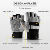 Guantes deportivos de levantamiento de pesas para hombres y mujeres, guantes de medio dedo antideslizantes con absorción de impactos para entrenamiento de ciclismo al aire libre