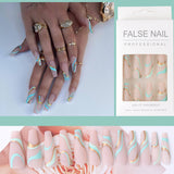 Gold Line Wave Pattern Long Ballet Nail Printed Gold Frosted Manicure Ins Matte Pop Style Contrast Color Wearing Nail - V.I.P Digital Presence