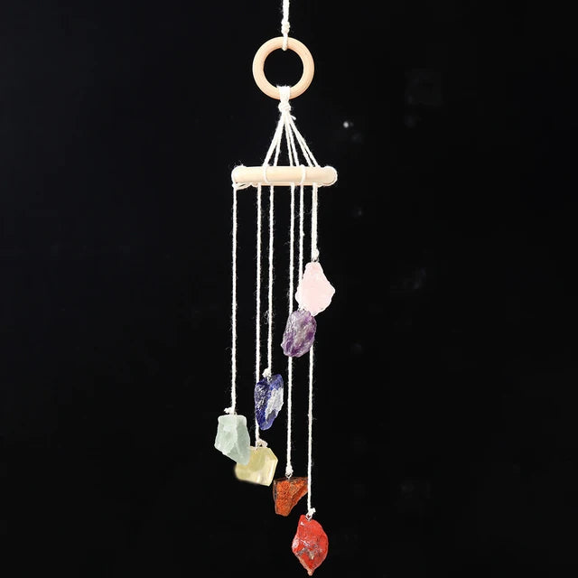 Natural crystal raw stone wind chime paper box set handmade DIY weaving home decoration car interior pendant - V.I.P Digital Presence