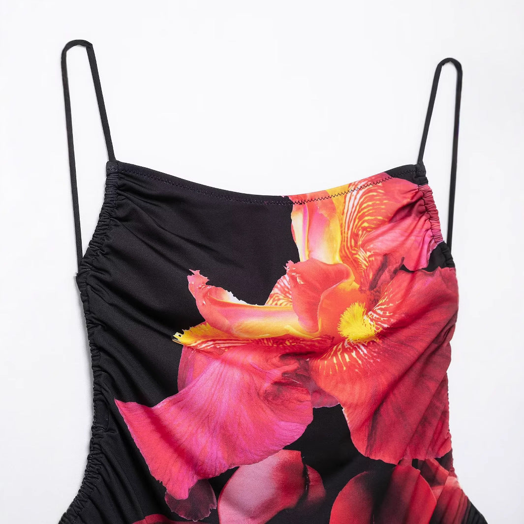 Sexy lace up floral print swimsuit jumpsuit for women - V.I.P Digital Presence